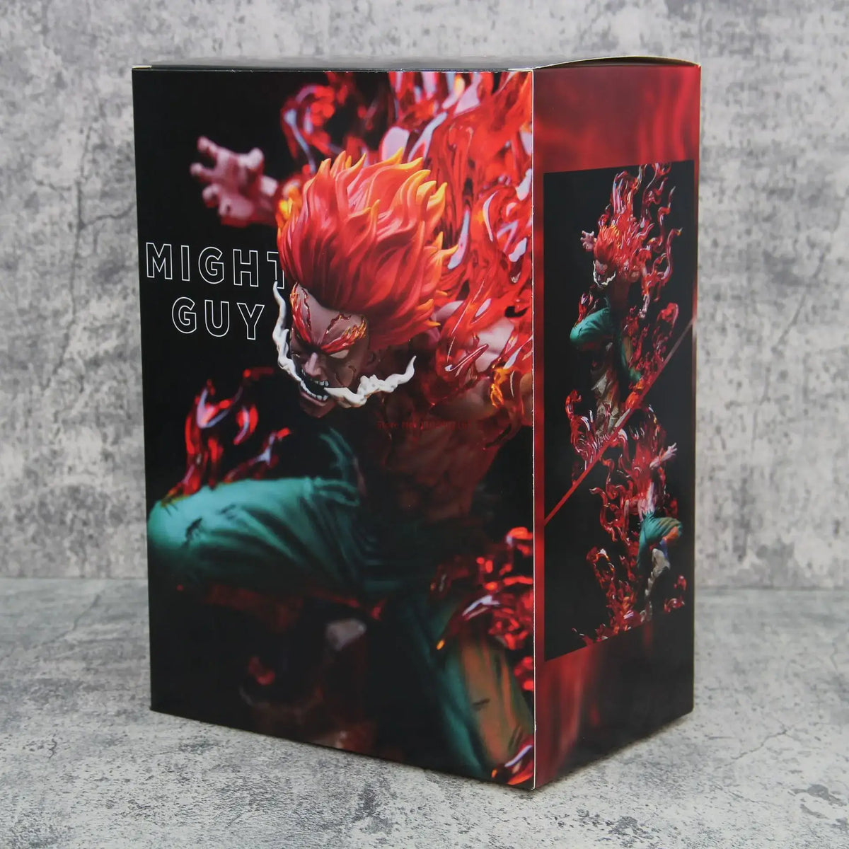 A premium Might Guy Luminous Figure showing the Night Guy Eight Inner Gates attack, glowing vibrantly on a gaming desktop.