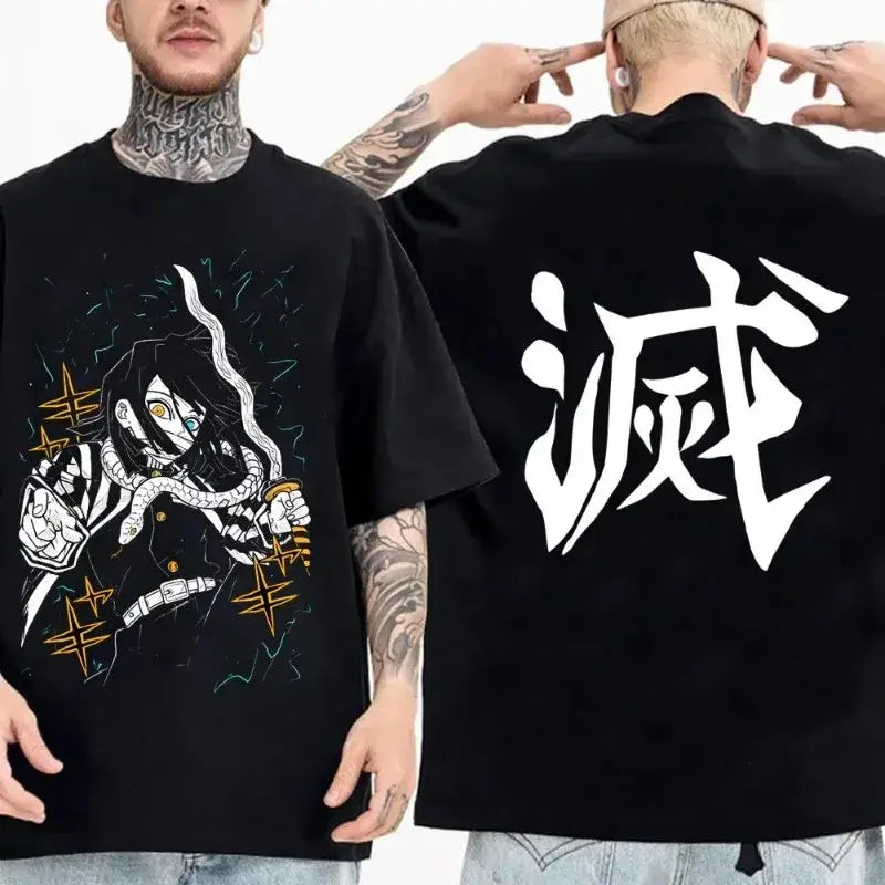 Demon Slayer Summer Parent-Child Cotton Tee back view loose casual anime summer short sleeve