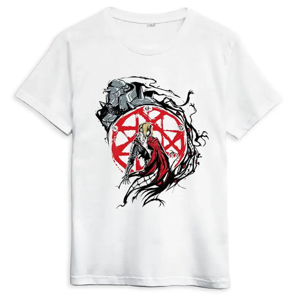 Fullmetal Alchemist Manga T-Shirt oversized cotton anime graphic tee with vintage washed finish short sleeves and relaxed streetwear silhouette