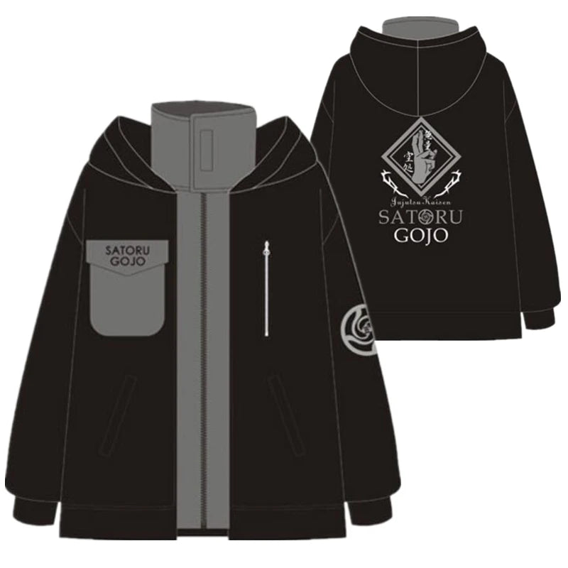 A casual Jujutsu Kaisen Tracksuit featuring Gojo Satoru and Itadori Yuji character designs, consisting of a pullover hoodie and matching pants.