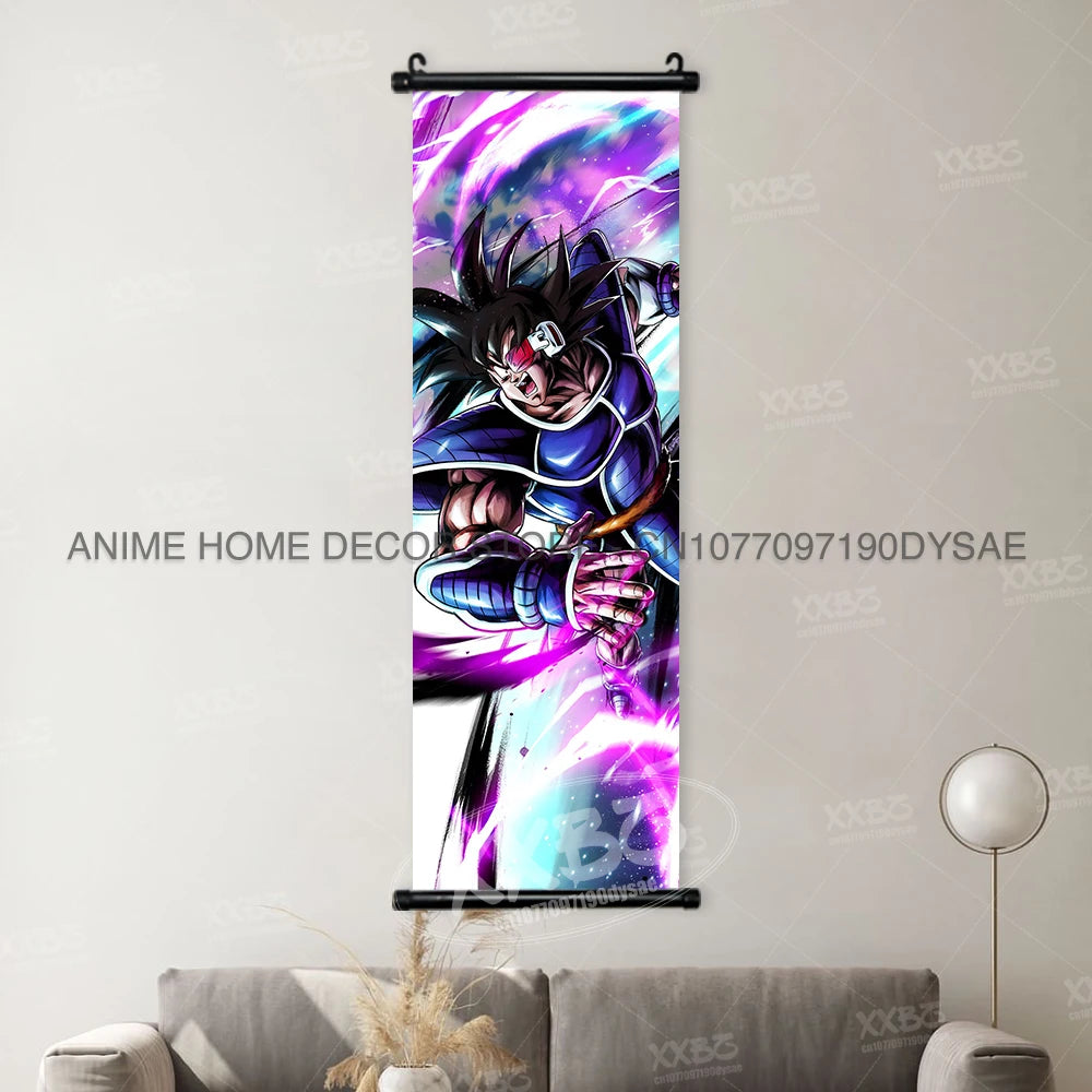 High-quality Dragon Ball Posters wall art scroll featuring Anime figures Goku, Vegeta, and Frieza for home decoration.