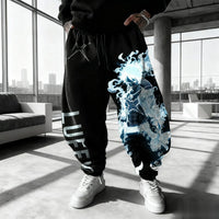 Men's loose One Piece Luffy Sweatpants featuring Y2K anime graphic prints, designed as autumn and winter hip hop trousers for gym and casual wear.