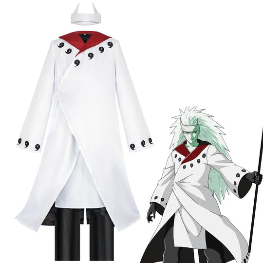 Uchiha Madara White Cosplay Costume Set jacket pants Halloween anime Naruto men outfit