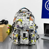 A high-capacity One Piece Luffy Backpack featuring a vibrant graffiti print of Monkey D. Luffy, designed as a durable school bag for middle and high students.