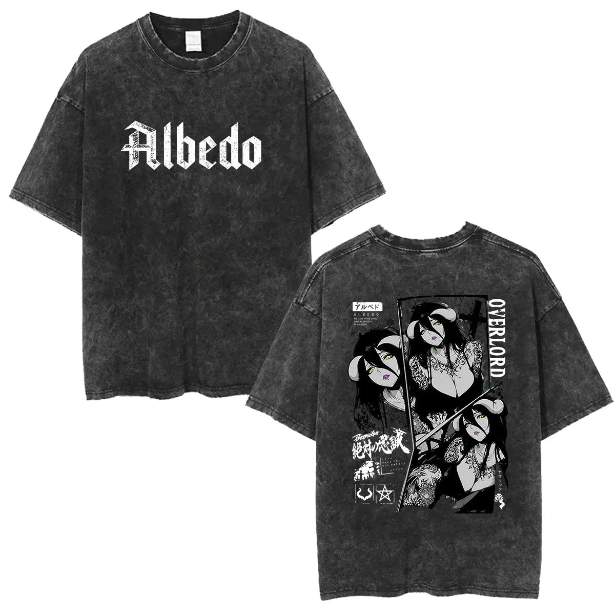 Albedo Overlord Vintage Washed T-Shirt Anime Graphic Tee