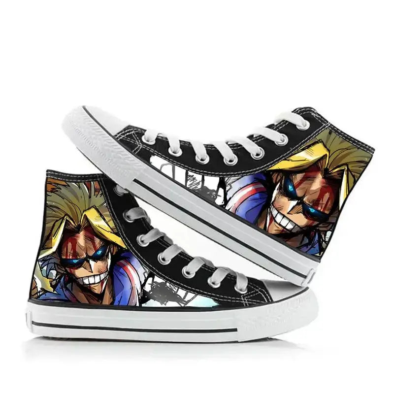 Breathable My Hero Academia Canvas Shoes featuring Izuku Midoriya anime art, designed as comfortable high-top student sneakers.