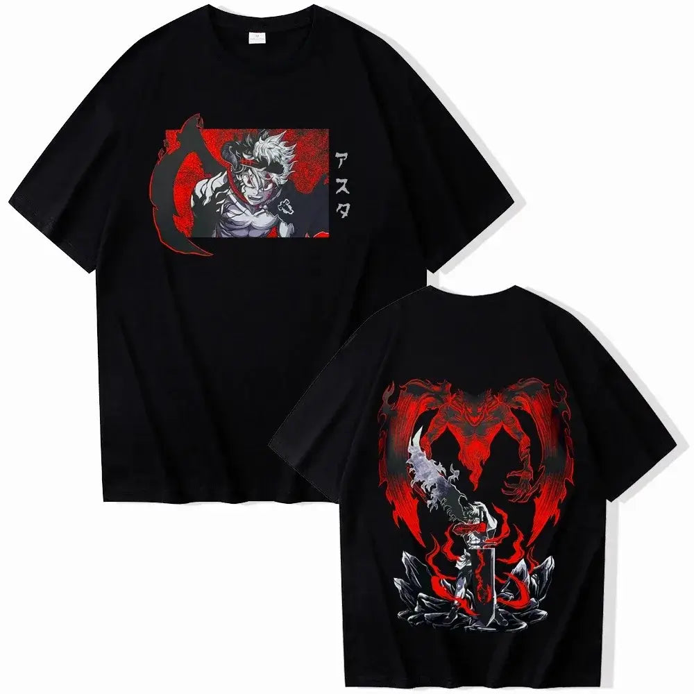 An oversized Black Clover Asta T-Shirt featuring a dynamic hip hop style anime graphic of Asta for men and women.