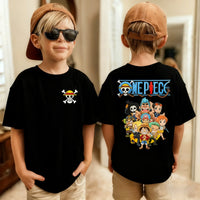 One Piece Luffy Kids T-Shirt Pure Cotton Boys Top short sleeve crew neck Japanese anime print summer tee children ages 7-13