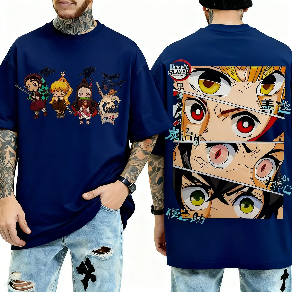 Demon Slayer Y2K Harajuku Anime T-Shirt large size streetwear parent-child summer casual top