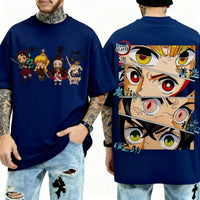 Demon Slayer Y2K Harajuku Anime T-Shirt large size streetwear parent-child summer casual top