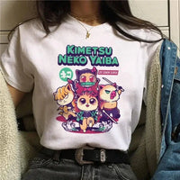 A Demon Slayer T Shirt for Women, a female Kimetsu No Yaiba graphic tee with a Nezuko and Tanjirou Kamado print.