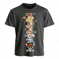 Luffy Zoro Ace T-Shirt One Piece Vintage Harajuku 100% cotton oversized fit pre-washed streetwear graphic tee iconic trio anime print unisex front view