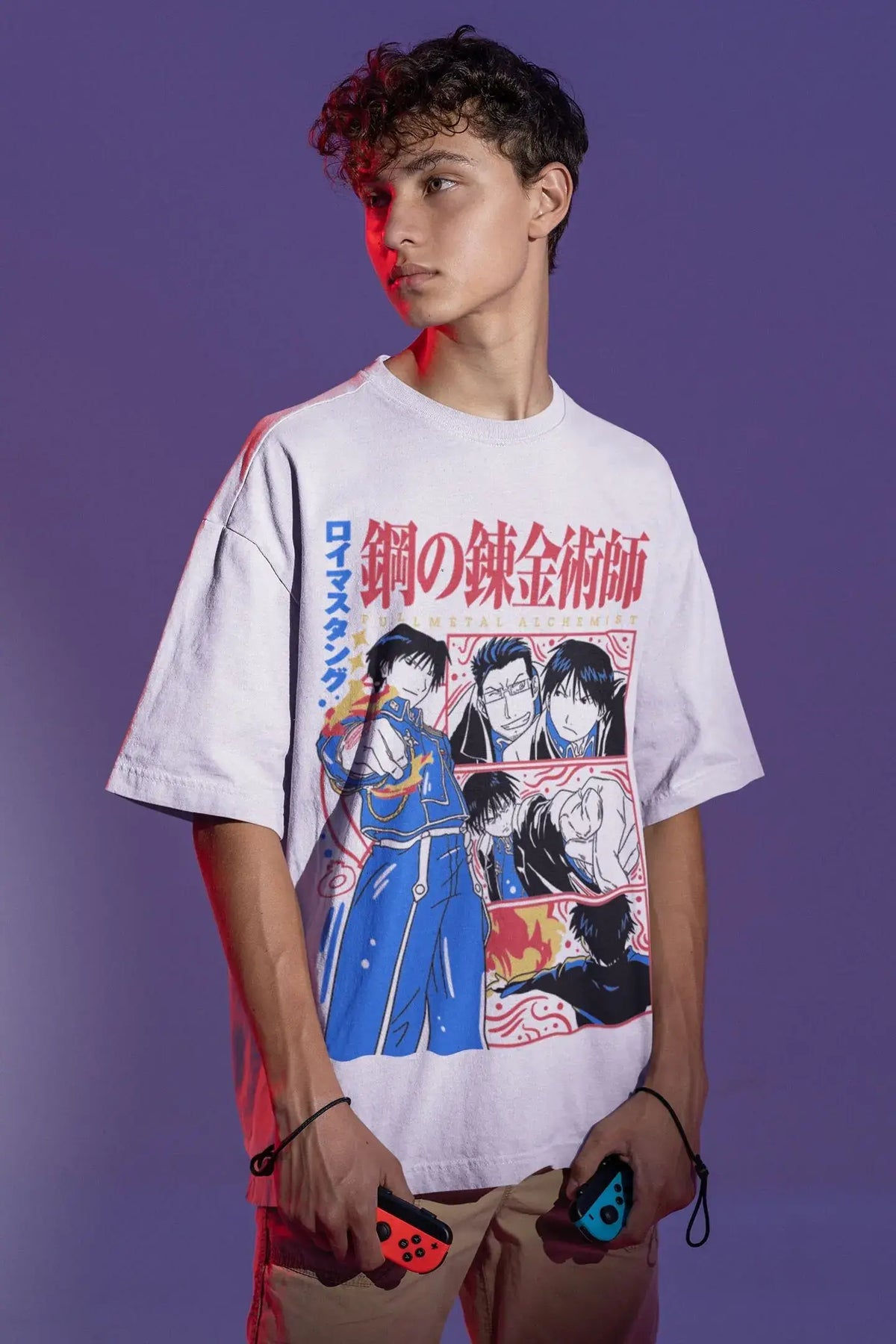 Fullmetal Alchemist Manga T-Shirt oversized cotton anime graphic tee with vintage washed finish short sleeves and relaxed streetwear silhouette