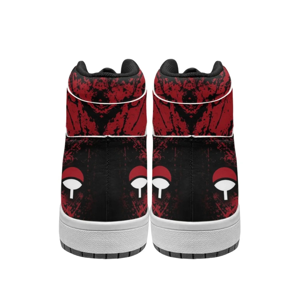 Close-up of Naruto Anime High Top PU Leather Sneakers Naruto print PU leather detail quality