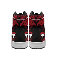 Close-up of Naruto Anime High Top PU Leather Sneakers Naruto print PU leather detail quality