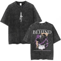 Jujutsu Kaisen Vintage Washed Cotton T-Shirt featuring bold graphic design and relaxed fit for anime fans.