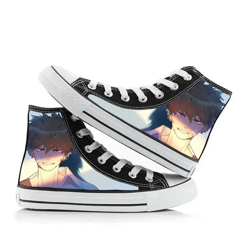 Breathable My Hero Academia Canvas Shoes featuring Izuku Midoriya anime art, designed as comfortable high-top student sneakers.