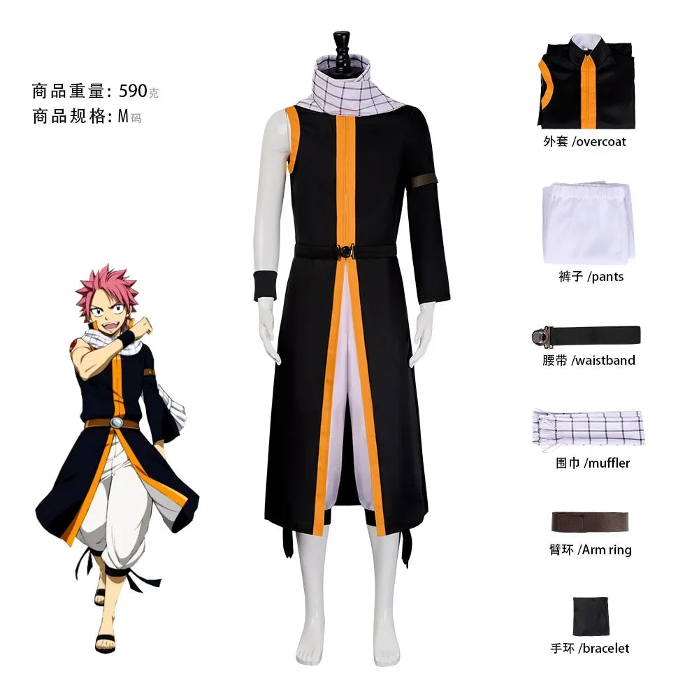 Natsu Dragneel Fairy Tail Cosplay Costume Blue Black Seven Years Later uniform Halloween men