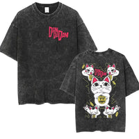 A unisex vintage washed Japan Anime Dandadan Okarun Graphic T Shirt made from high-quality cotton for streetwear fashion.