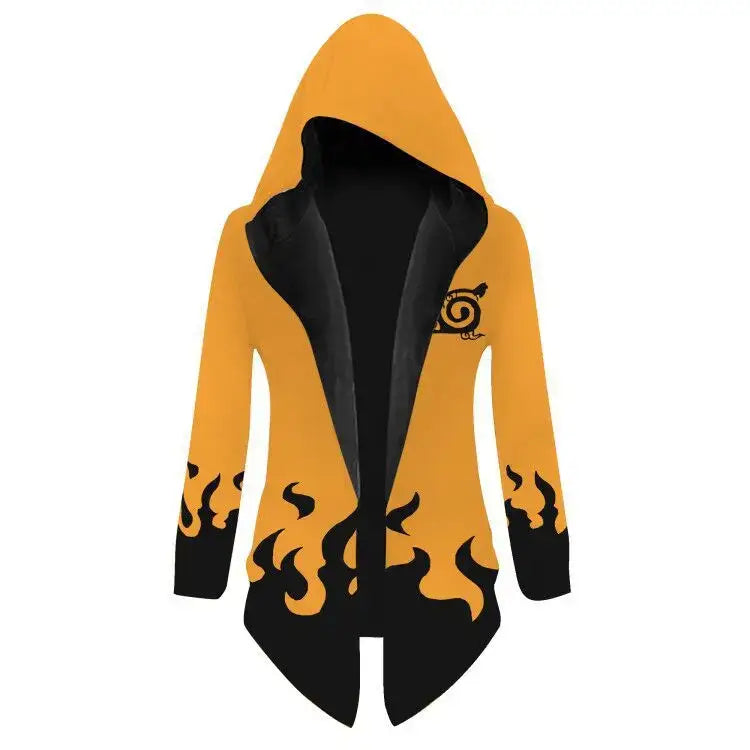 Naruto Uzumaki Cosplay Hooded Cardigan Trench Coat full length spring autumn anime casual jacket