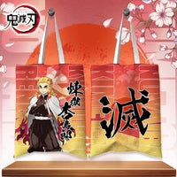 A stylish Shinobu Kocho Canvas Bag featuring a cute cartoon print of the Insect Hashira, designed as a small Japanese style shoulder handbag for women.