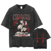 Jujutsu Kaisen Vintage Washed Cotton T-Shirt featuring bold graphic design and relaxed fit for anime fans.