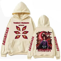 A trendy Demon Slayer Hoodie made of warm fleece, featuring a Harajuku streetwear graphic print for men's and women's autumn fashion.