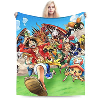 Stay warm with this One Piece Luffy Blanket! 🏴‍☠️ Premium knitted fleece throw for beds and sofas. Soft anime home decor. Shop the trend now!