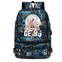 One Piece Anime Polyester School Travel Backpack featuring vibrant artwork and stylish design for teens.