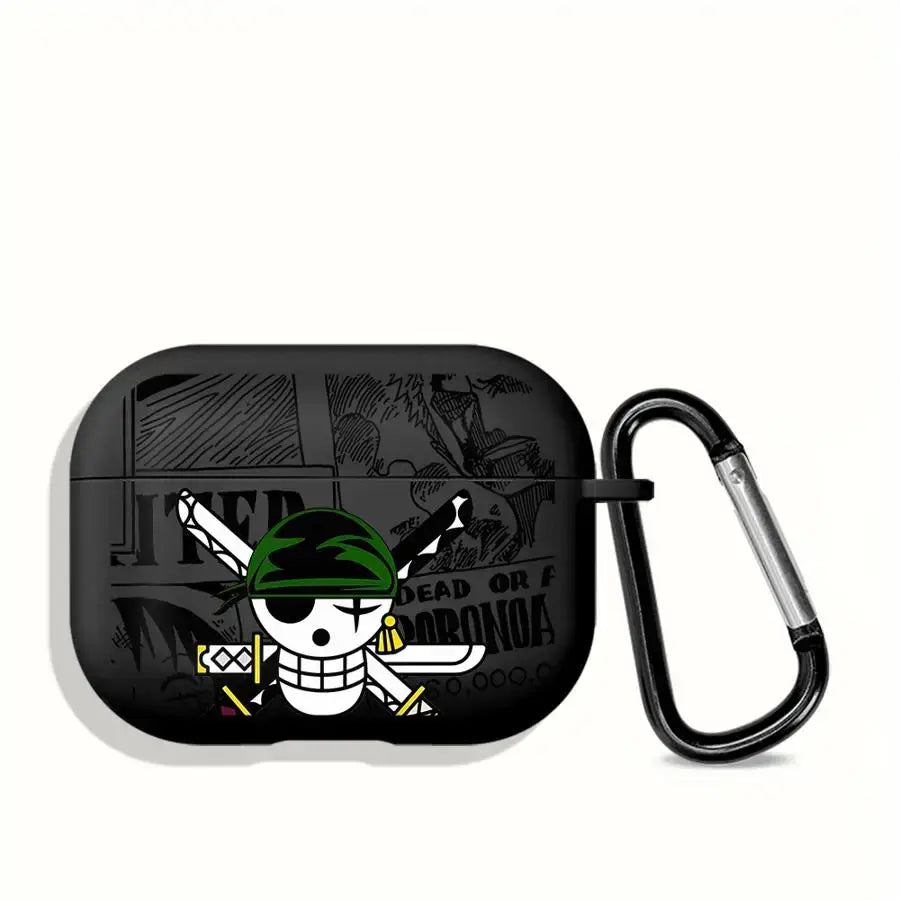 One Piece AirPods Case Cool Logo Protective Cover hard plastic shell wireless Bluetooth headset case fits AirPods 1 2 3 4 Pro Pro2 Pro3 front view