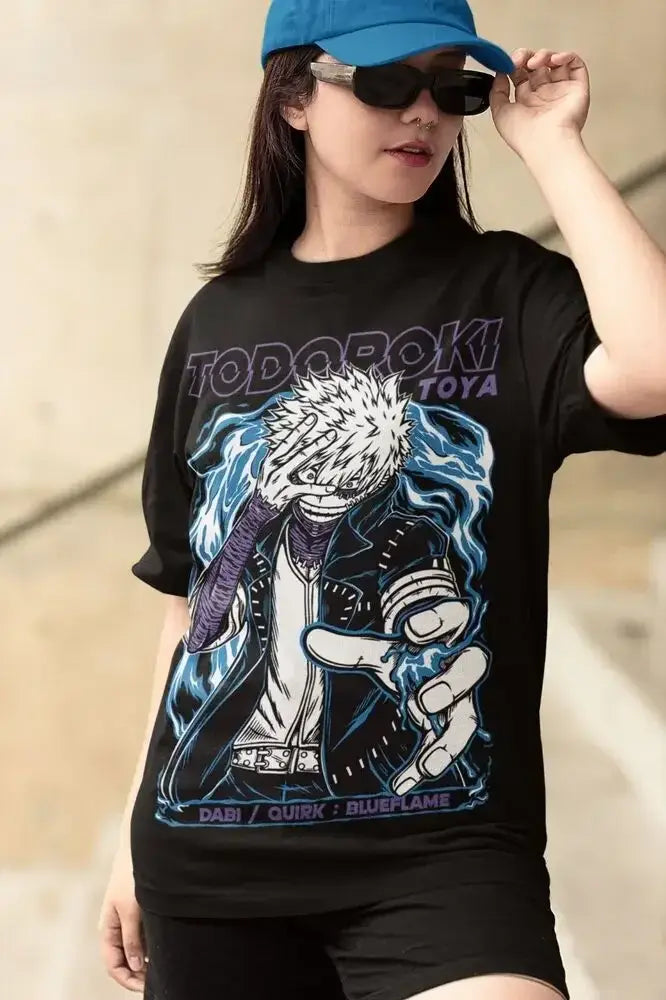 Shoto Todoroki My Hero Anime Dames V-Hals Grijs Shirt Size XXL