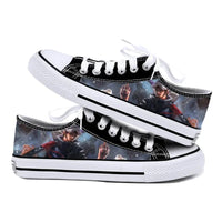 One Piece Anime Low Top Canvas Sneakers flat lay pair printed anime canvas couple birthday gift