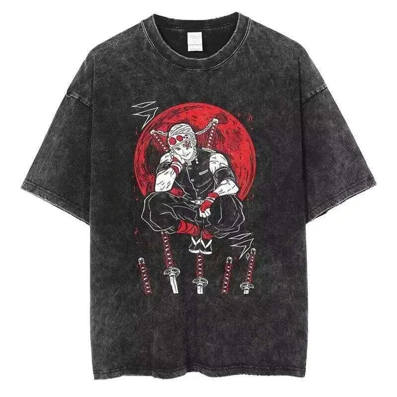 Demon Slayer Rengoku Flame Hashira Anime T-Shirt worn lifestyle casual anime summer unisex