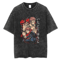Jujutsu Kaisen Vintage Washed Cotton T-Shirt featuring bold graphic design and relaxed fit for anime fans.