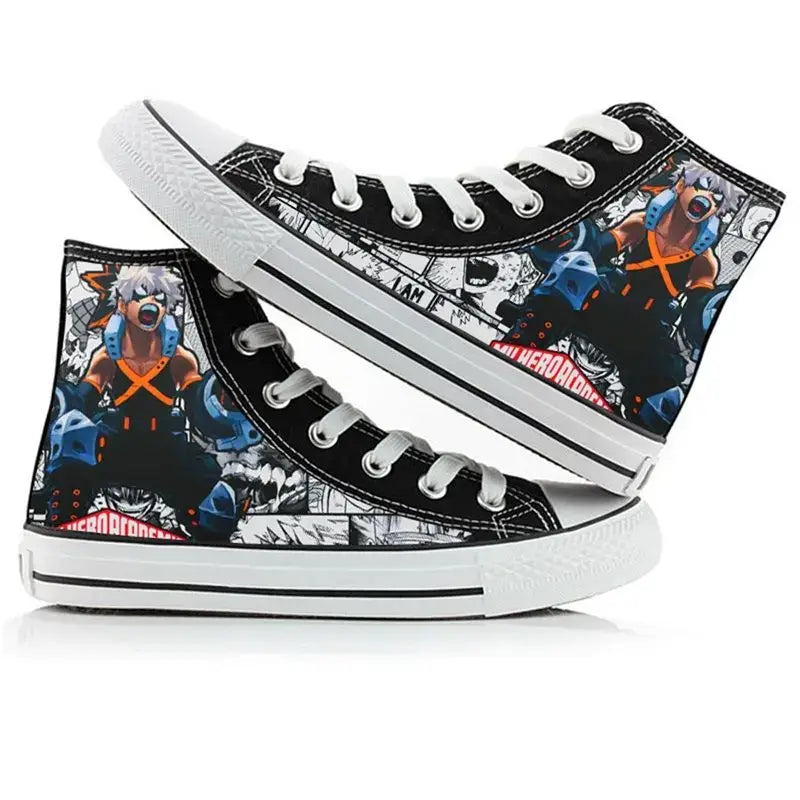 Breathable My Hero Academia Canvas Shoes featuring Izuku Midoriya anime art, designed as comfortable high-top student sneakers.