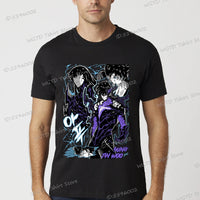 A vintage black Solo Leveling Anime T-Shirt featuring a funny Sung Jinwoo graphic print, available in sizes S to 4XL for men and women.