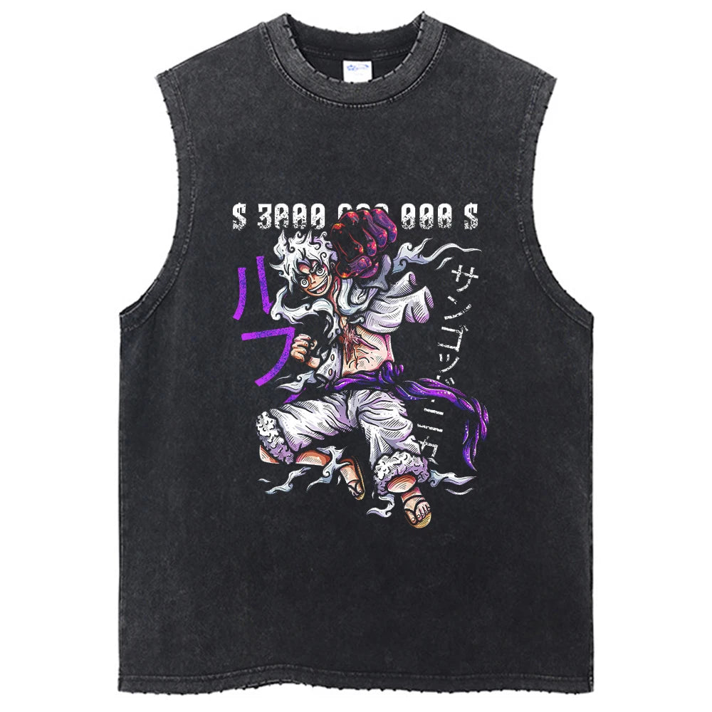 One Piece Vintage Washed Graphic Tank Top | Cotton Streetwear