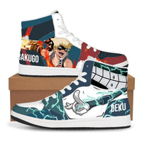 Casual Midoriya Izuku Sneakers featuring green Deku anime print, comfortable flat basketball shoes for men and women.
