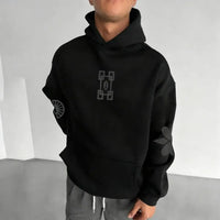 A cozy Muichiro Tokito Hoodie made of fleece, featuring a loose fit Mist Hashira design for men, women, and children.