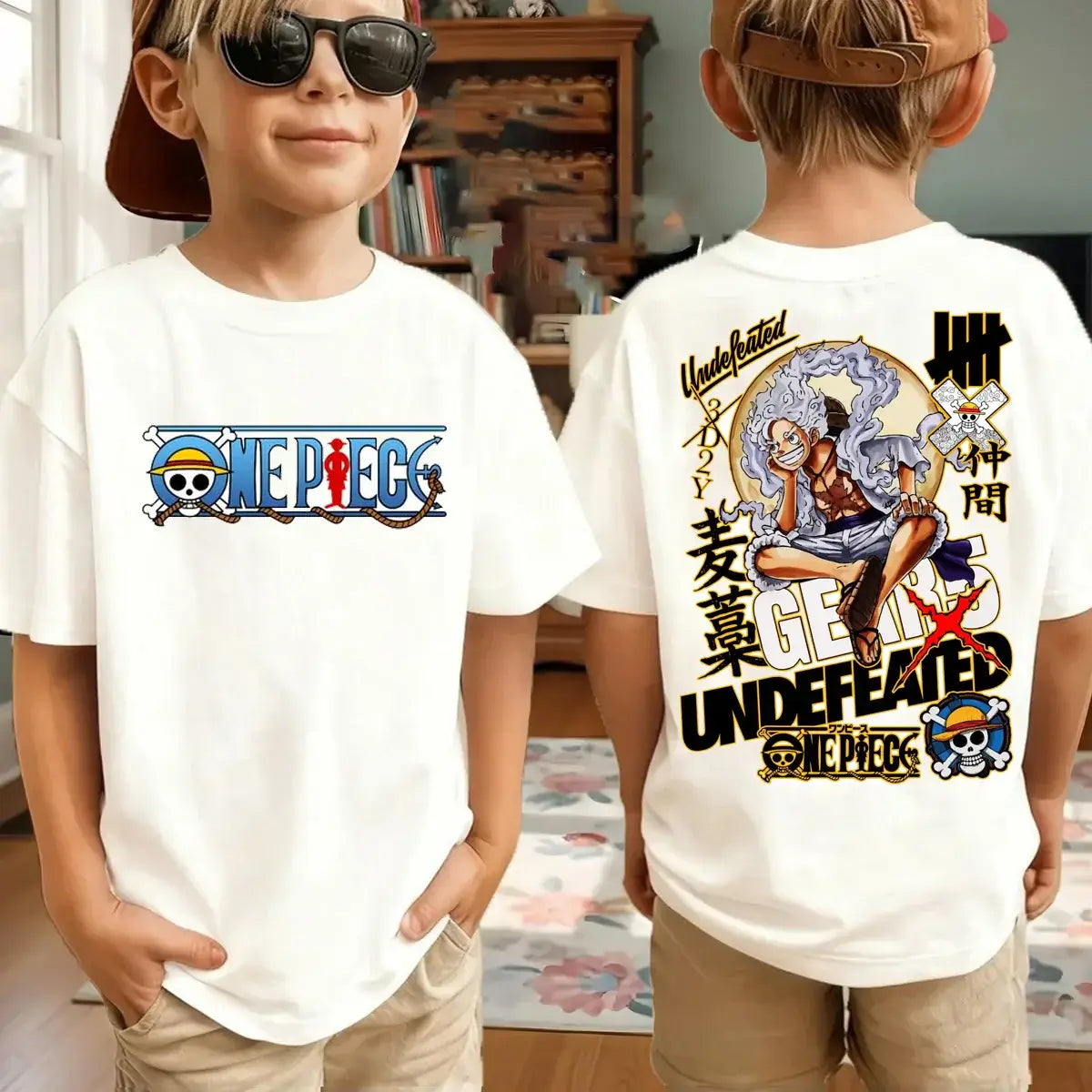 Zoro kids t-shirt One Piece Harajuku pure cotton short sleeve summer top featuring Roronoa Zoro and Luffy anime print for boys