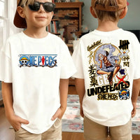 Zoro kids t-shirt One Piece Harajuku pure cotton short sleeve summer top featuring Roronoa Zoro and Luffy anime print for boys