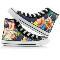 One Piece Anime Canvas Shoes Luffy Zoro hand-painted high top sneakers boys girls casual