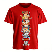 Luffy Zoro Ace T-Shirt One Piece Vintage Harajuku worn by model Harajuku streetwear anime fashion outfit