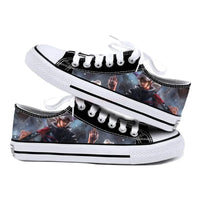 One Piece Anime Low Top Canvas Sneakers flat lay pair printed anime canvas couple birthday gift