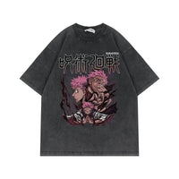 Jujutsu Kaisen Vintage Washed Cotton T-Shirt featuring bold graphic design and relaxed fit for anime fans.