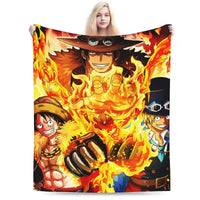 Stay warm with this One Piece Luffy Blanket! 🏴‍☠️ Premium knitted fleece throw for beds and sofas. Soft anime home decor. Shop the trend now!