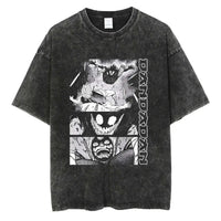 An oversized Anime Dandadan Ken Takakura T-shirt with a washed vintage print of Okarun for men.