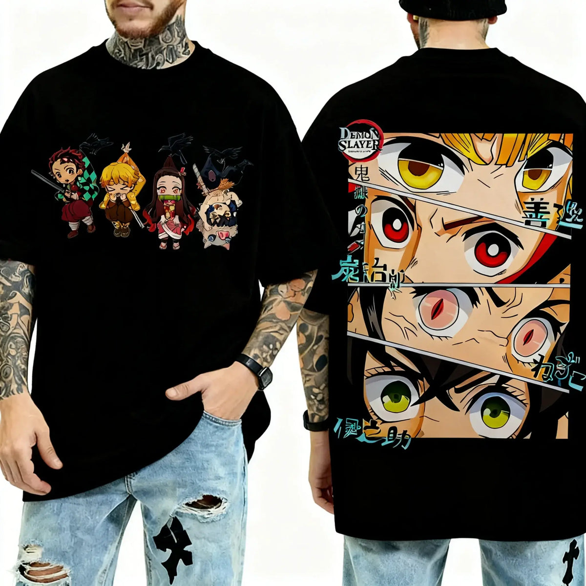 Demon Slayer Y2K Harajuku Anime T-Shirt large size streetwear parent-child summer casual top