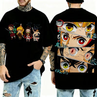 Demon Slayer Y2K Harajuku Anime T-Shirt large size streetwear parent-child summer casual top