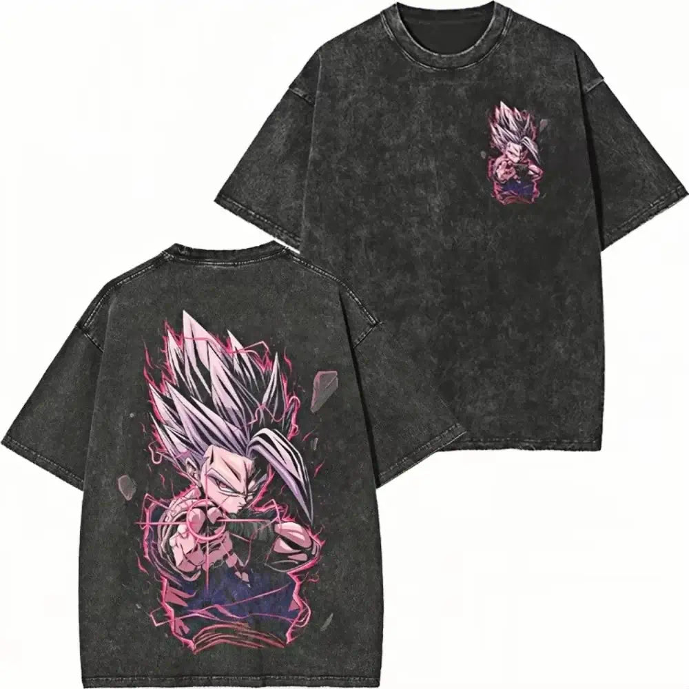 Dragon Ball Goku Majin Buu Washed Graphic T-Shirt Y2K unisex streetwear summer short sleeve
